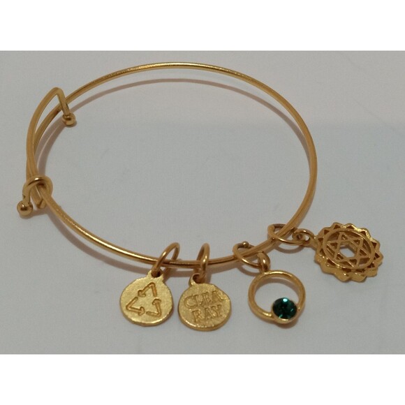 Clea Ray Goldtone Star of David May Birthstone Bracelet 7 inch adjustable - Picture 3 of 7